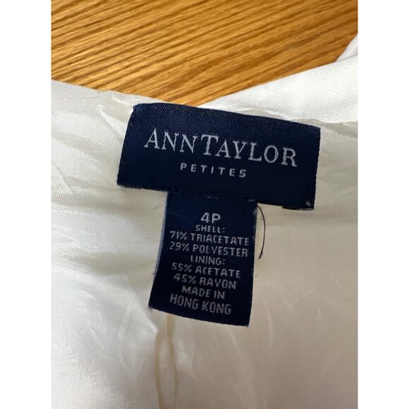 Ann Taylor Petites Ivory Button-Up Blazer With Black Piping Womens 4P - Picture 5 of 10